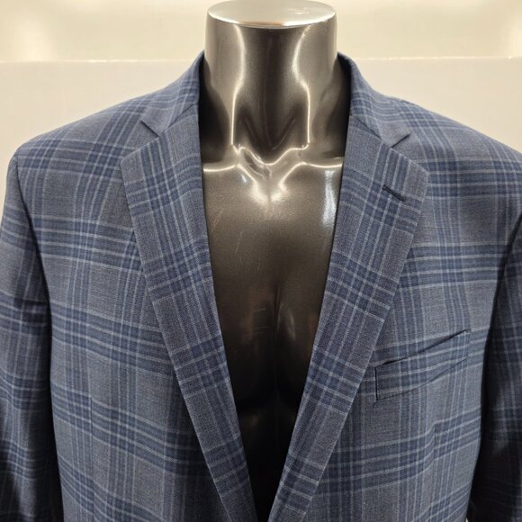 Brooks Brothers  Regent   Wool Men Sport Coat Blazer Blue Windowpane 46R - Picture 3 of 16
